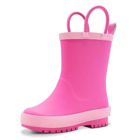 Children's kids toddler pink loop handle rain boot