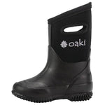 Children's kids neoprene pull handle rain boot black by Oaki