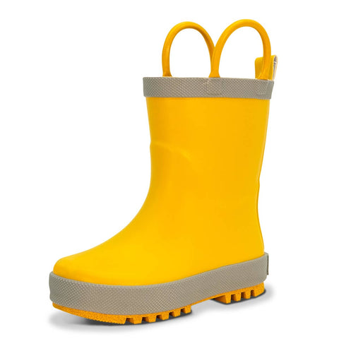 Children's kids toddler yellow loop handle rain boot