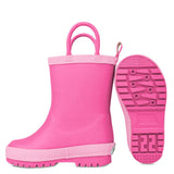 Children's kids toddler pink loop handle rain boot footprint