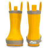 Children's kids toddler yellow loop handle rain boot