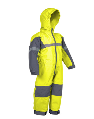 Children's kids yellow and gray trail rain suit coverall