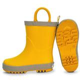 Children's kids toddler yellow loop handle rain boot footprint